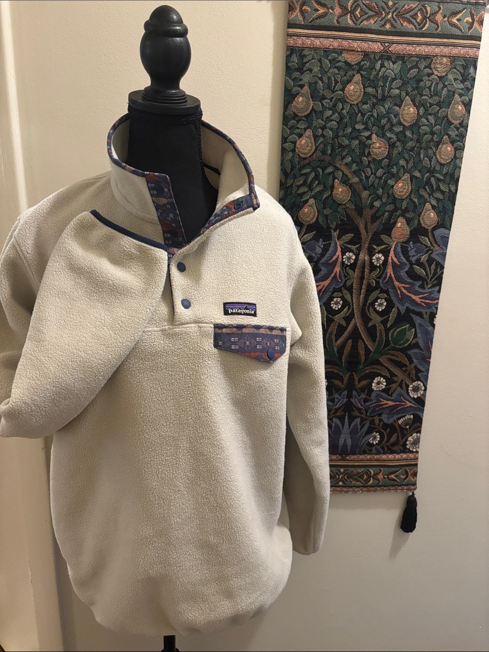 Patagonia Synchilla Cream 1/4 Snap Fleece Aztec Accents M